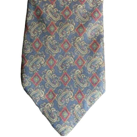 Vintage 90s Paisley Print Tie Blue Red Gold Briar Hand-Fashioned Italy USA - Picture 3 of 6